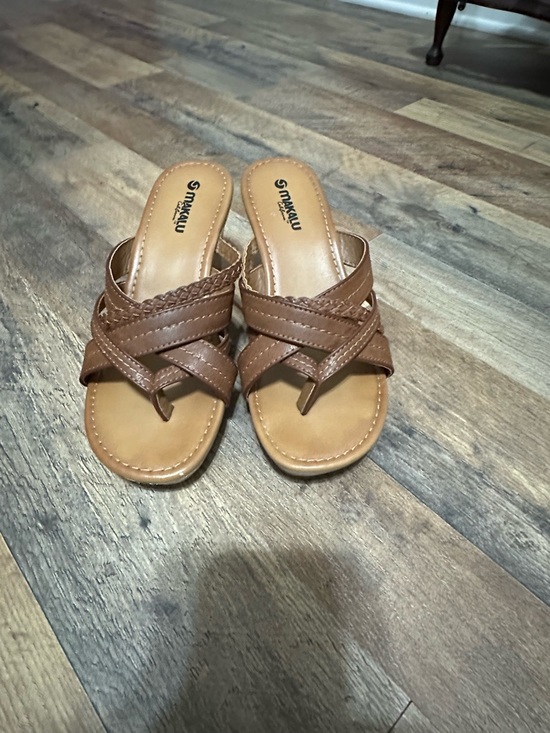 Makalu California Shoes - Braided Brown Toe-Ring Slide Sandals - Women